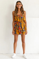 Skylar Dressy Tube Top Romper Yellow Mustard